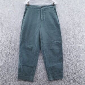 Madewell Womens Cocoon‎ Ankle Pants 26 Green Textured Cotton High Rise Tapered